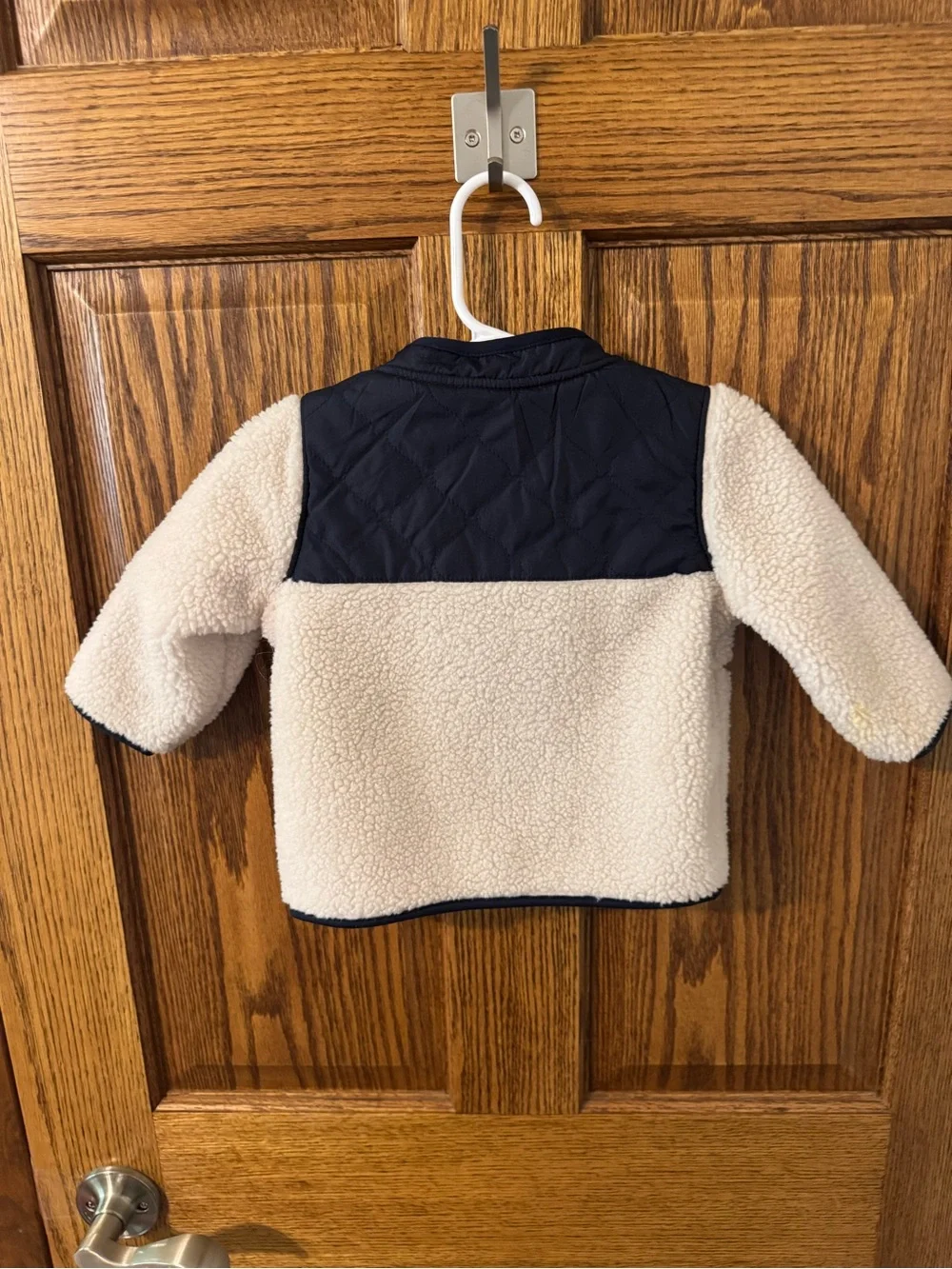 Baby Sherpa Fleece Jacket-  Navy and Cream